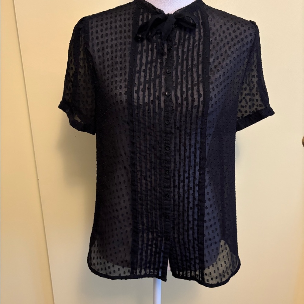 GAP Black Textured Blouse